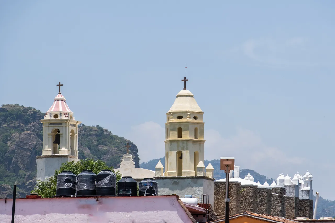 The Parroquia de la Natividad de María de Tepoztlán church in Tepoztlan, Mexico