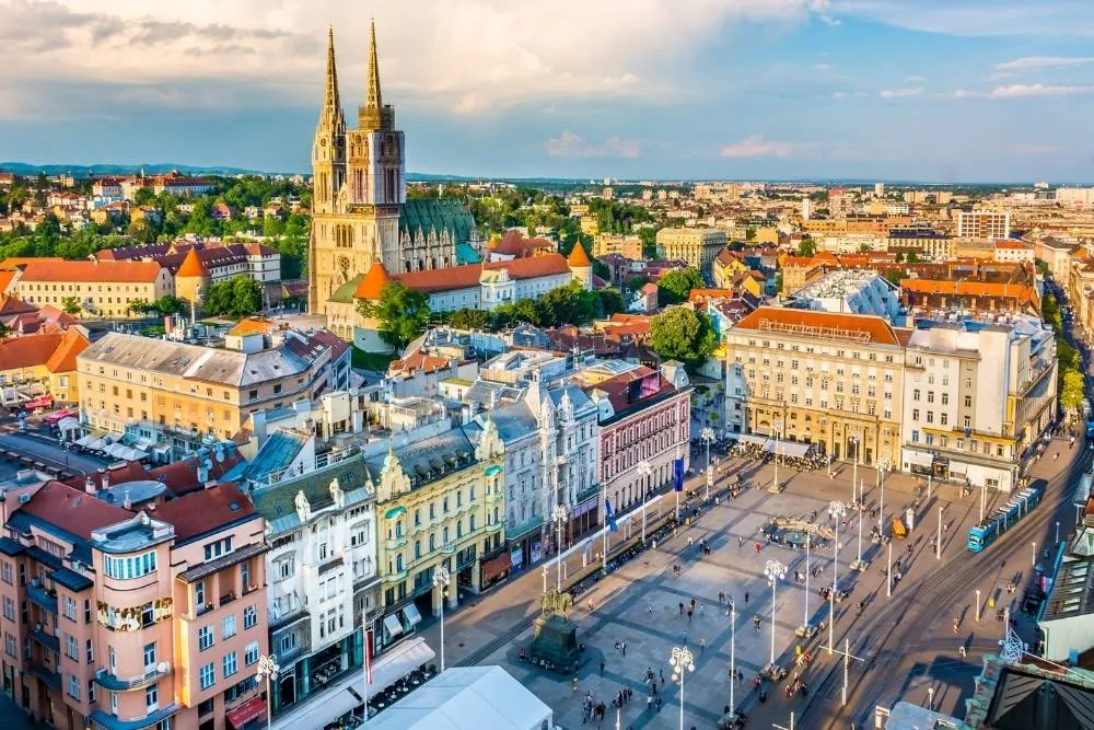 widok na centrum Zagrzebia z góry