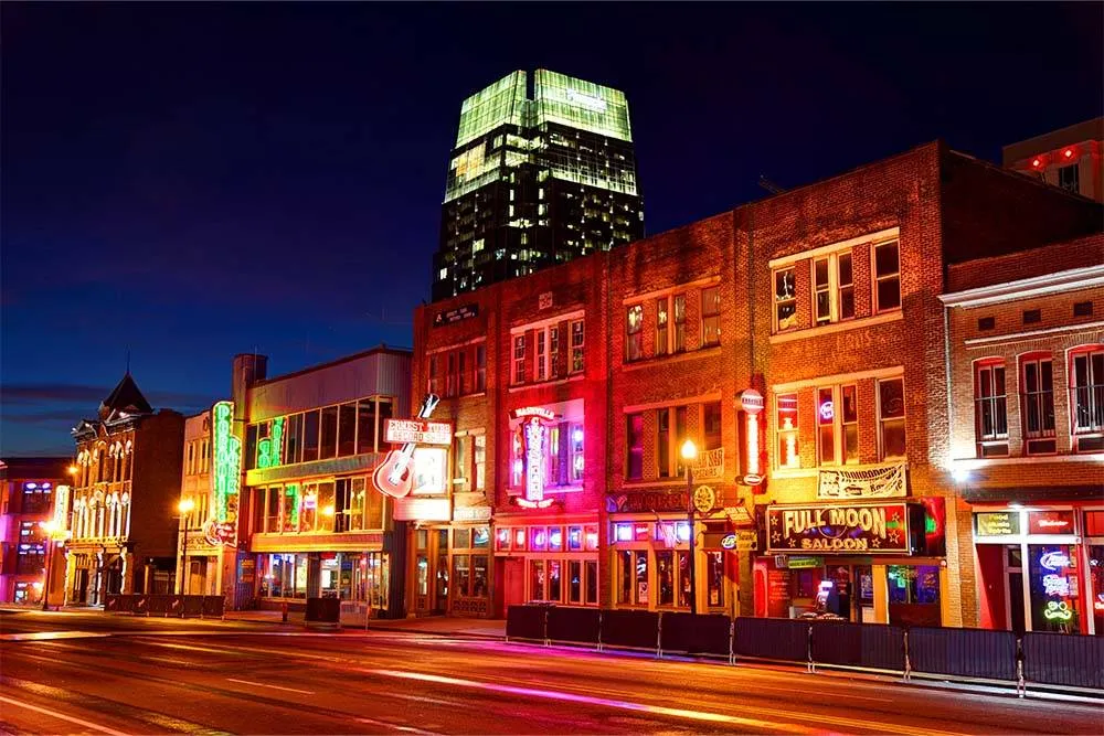 Broadway in Nashville at night — iStock