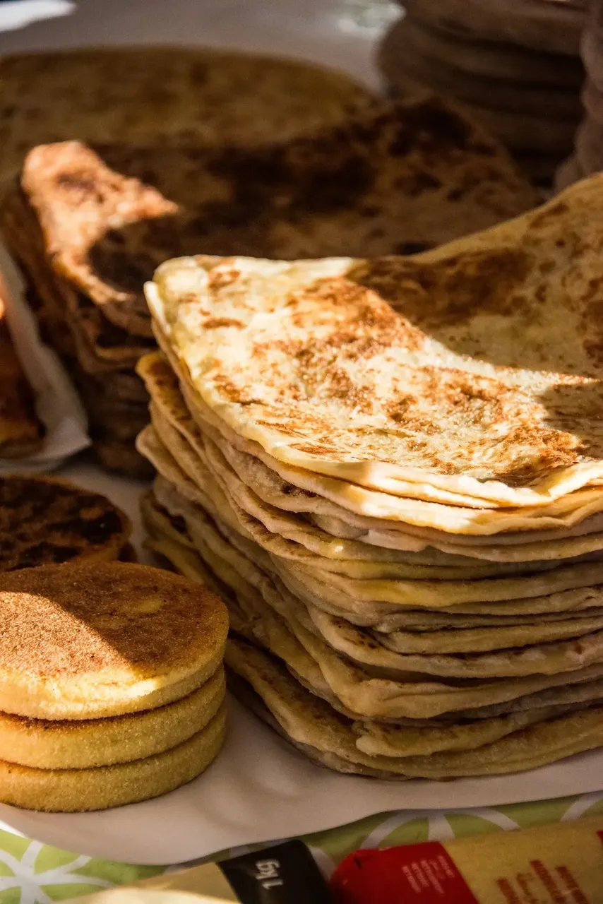 Traditional Moroccan msemen being served