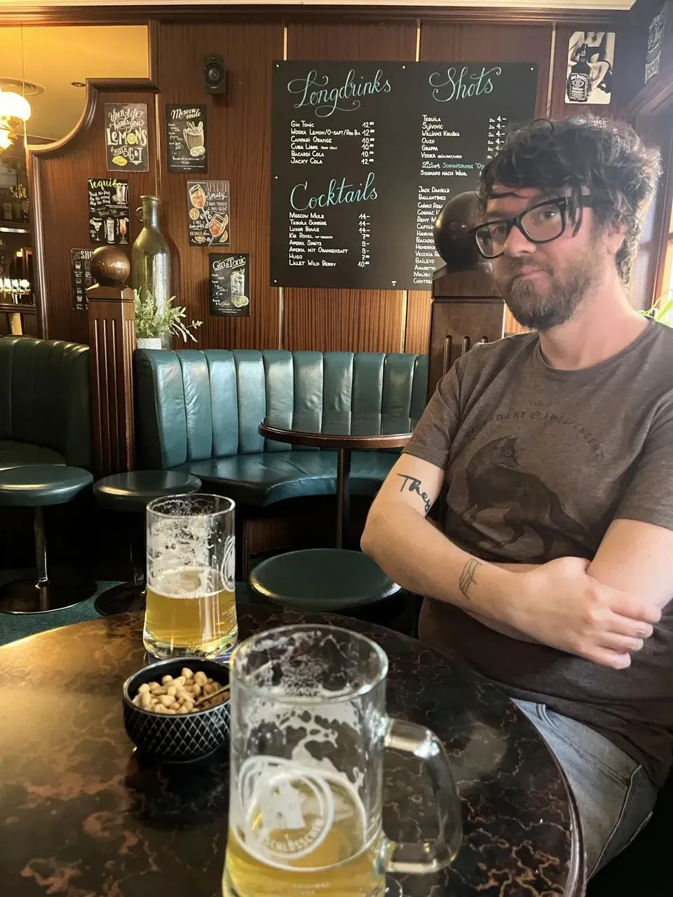 David sat in a pub with beer — David Szmidt