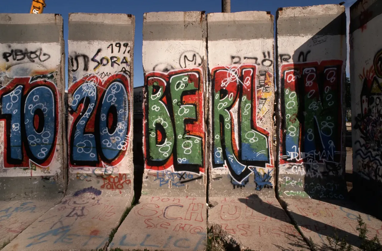 Historic Berlin Wall dividing East and West Berlin, showcasing remnants of a divided city