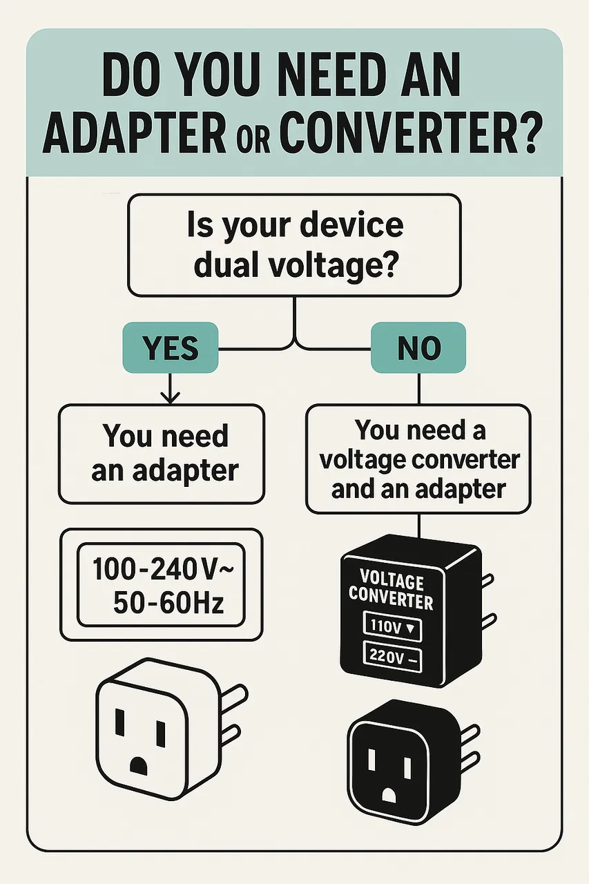 infographic on whether you should have an adapter or plug for your travels