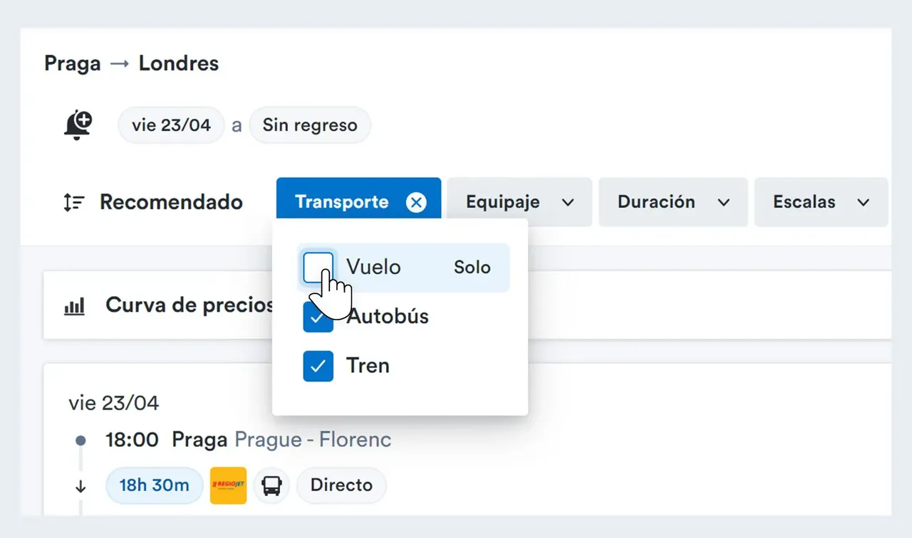 Ajusta todos los detalles de tu viaje de acuerdo a tus necesidades con nuestros filtros de búsqueda avanzada