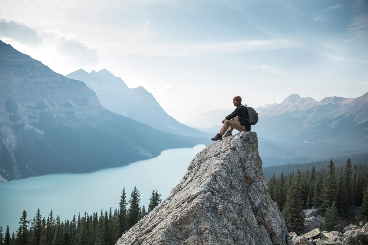 Hiking above a lake Canada