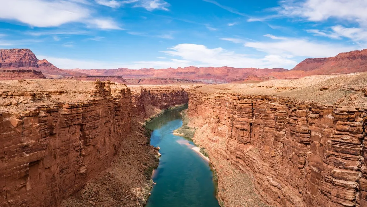 PAGE, USA APRIL 17, 2019: Marble Canyon Bridge and colorado river near Page Arizona