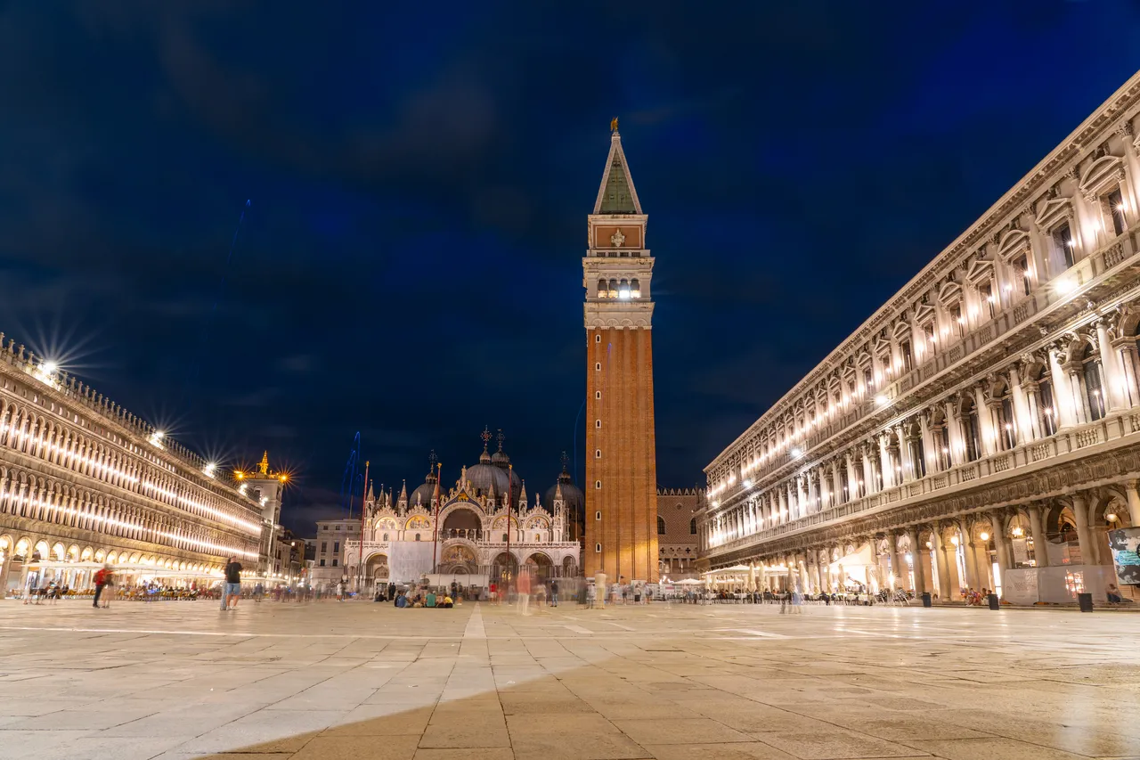St Marks Square (San Marco), in Venice, taken at night