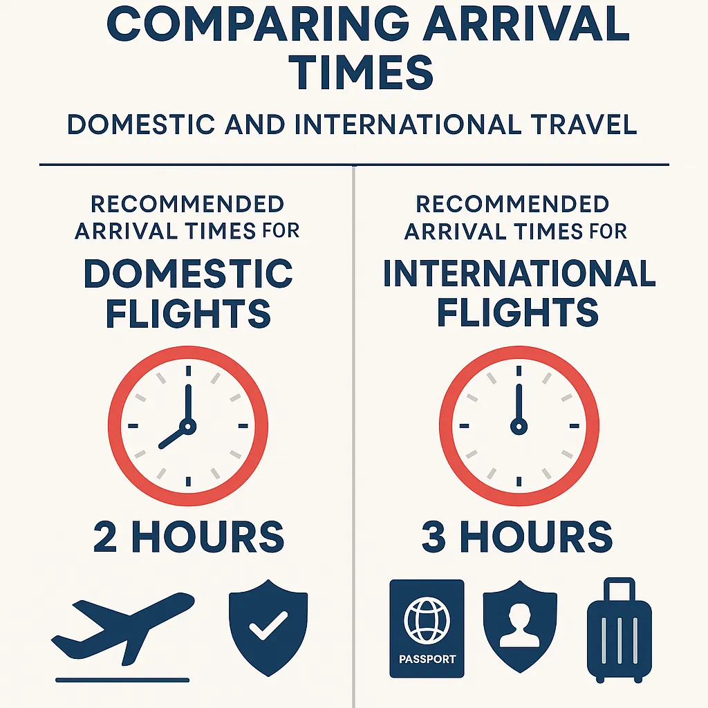 infographic on comparing arrival items in domestic and international travel