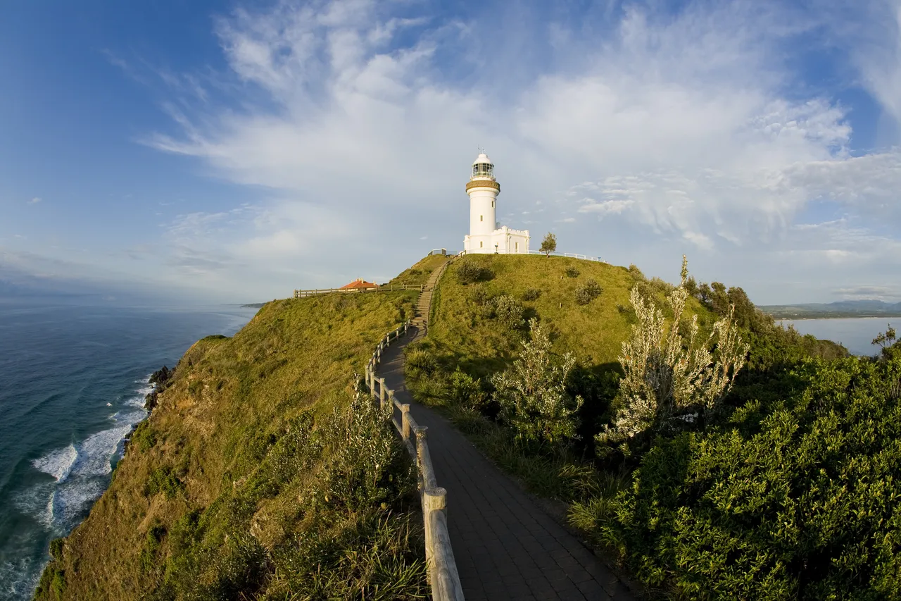 Maják v Byron Bay v Novém Jižním Walesu, nejvýchodnější bod Austrálie