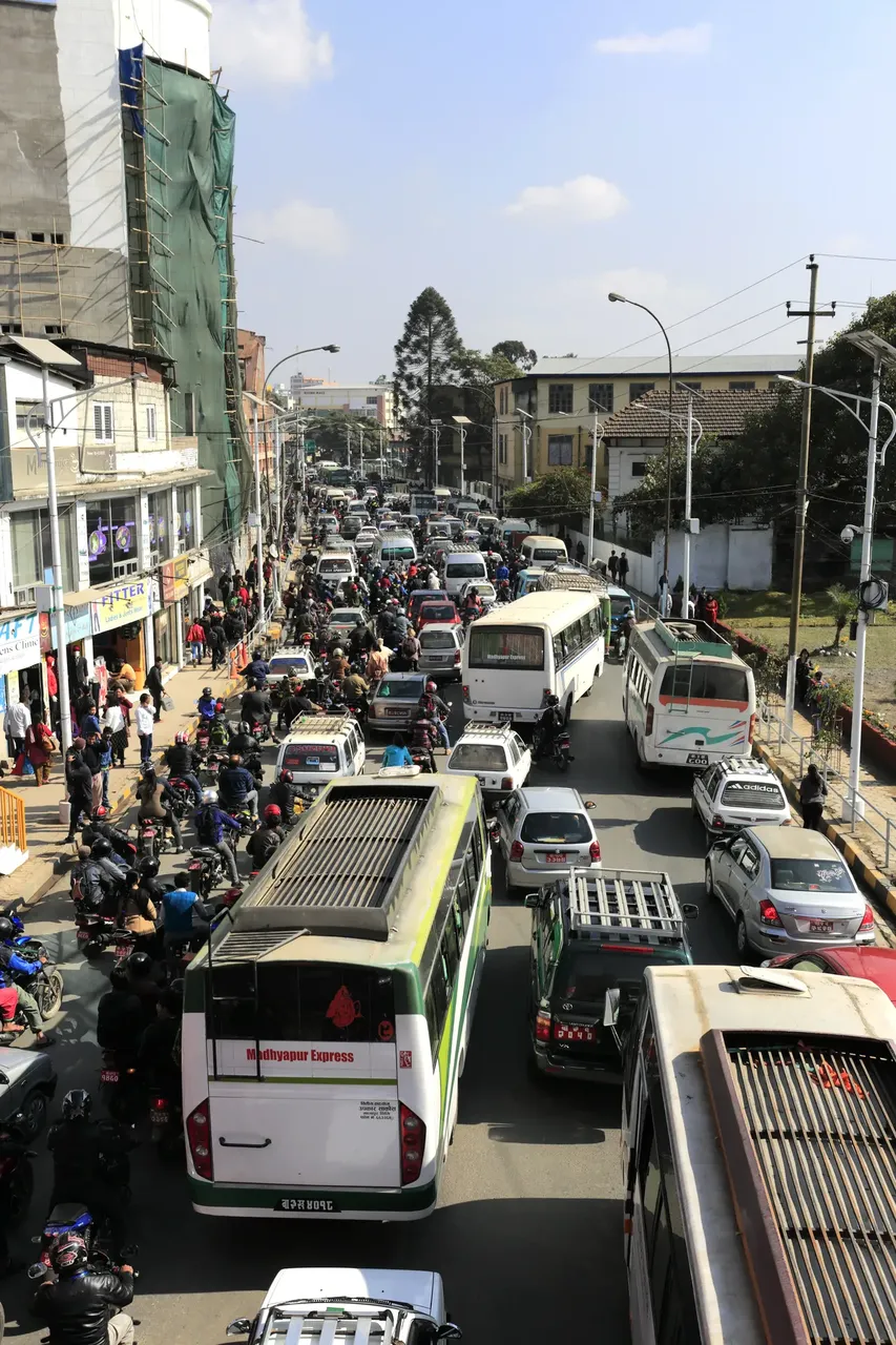 Heavy traffic on road in Kathmandu — Getty Images