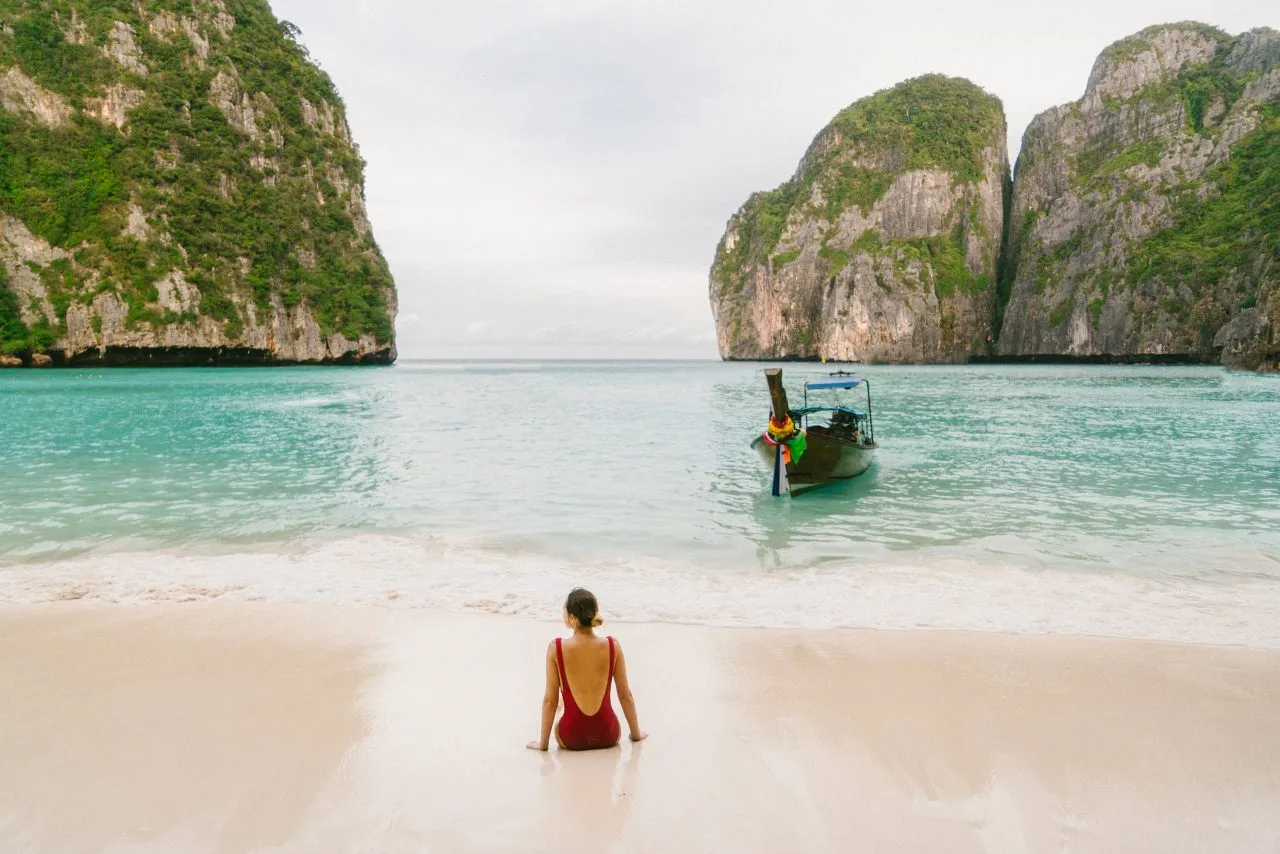 Woman on Maya Bay beach