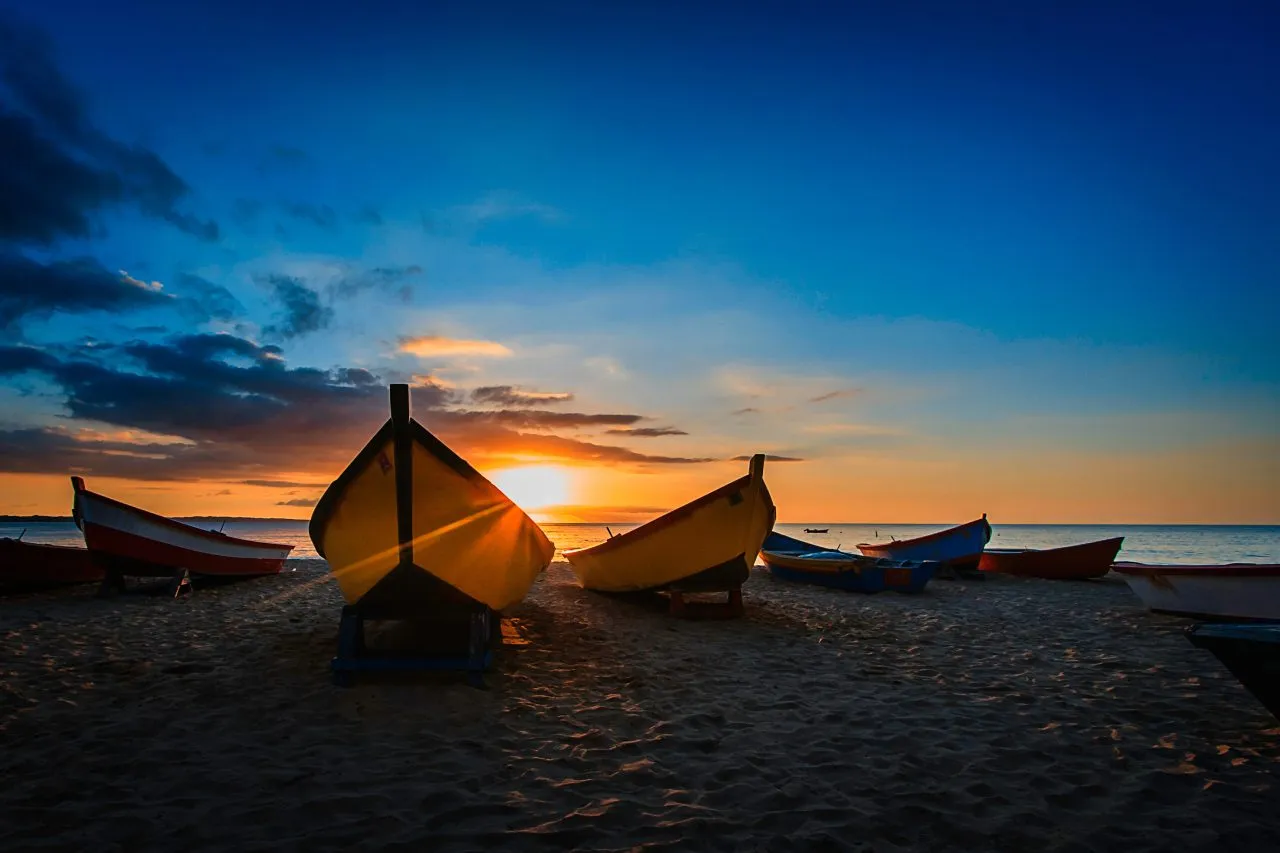 Sunny Days, boats, beach, sunset