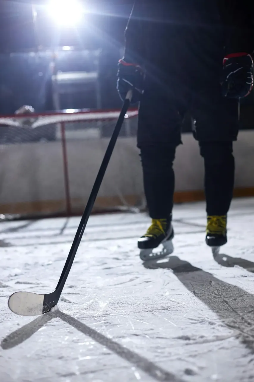 A Calgary hockey player in action on the ice