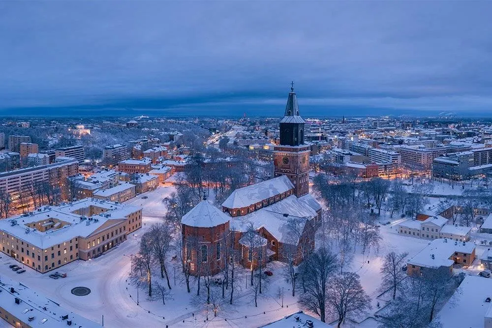 Turku in the snow at dusk — Shutterstock