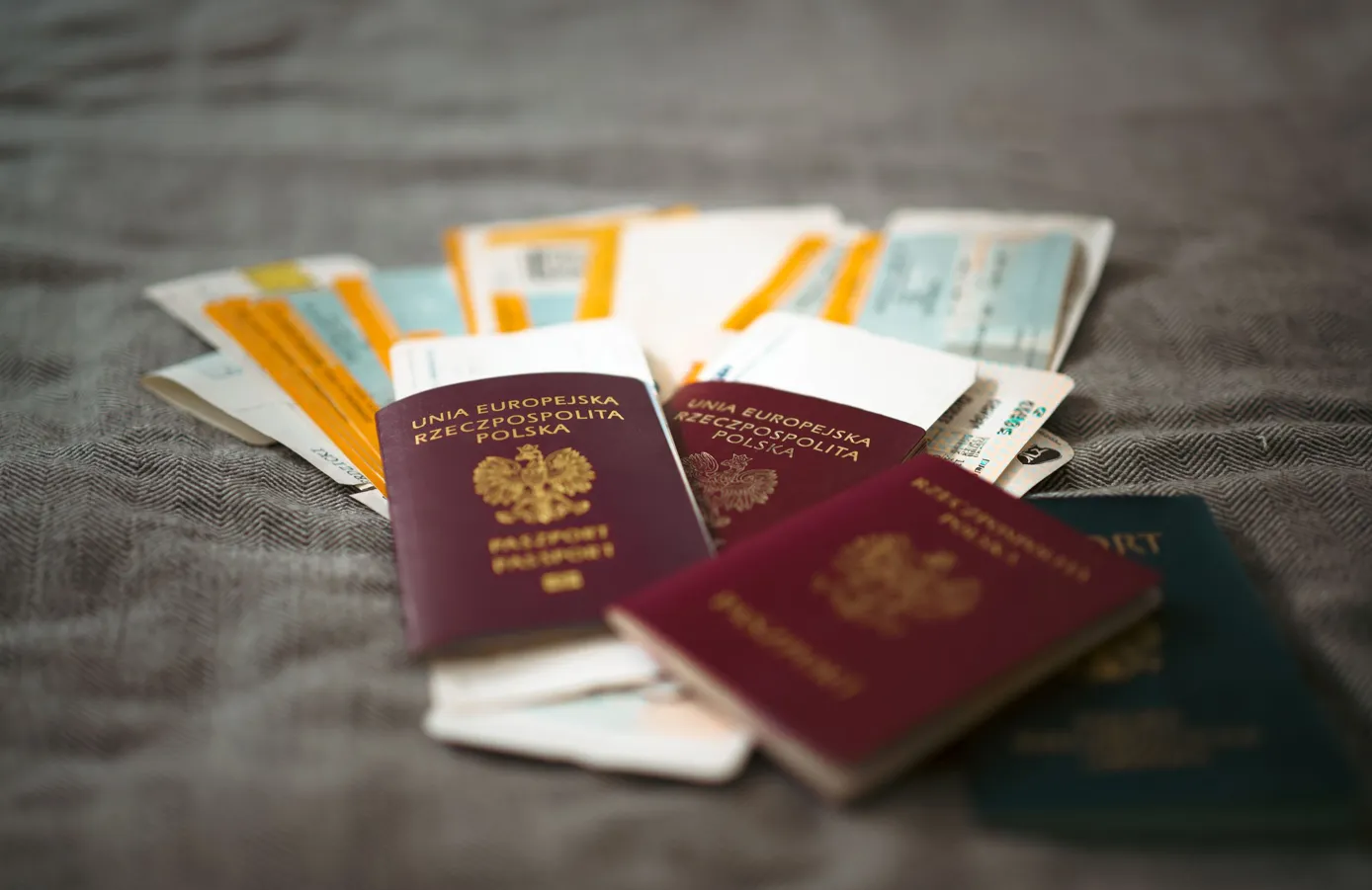 Passports with flight tickets in them