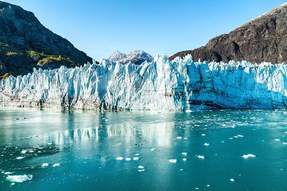 Alaska Glacier Bay landscape view from cruise ship holiday travel.