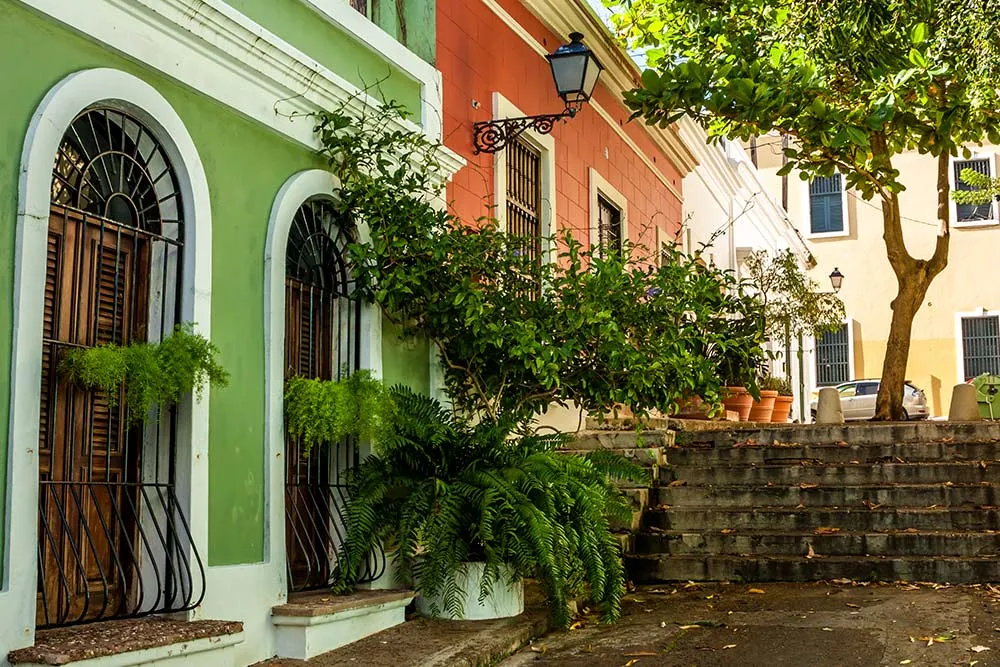 Old, colorful street in San Juan, Puerto Rico