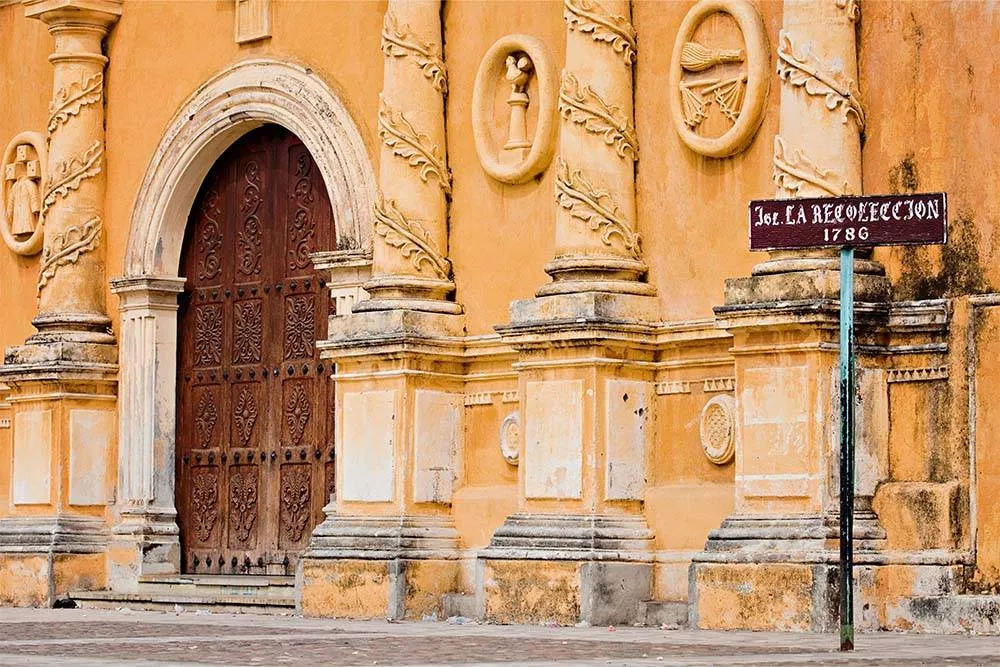Close-up side shot of La Recolección church in León — iStock