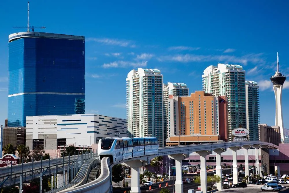 Las Vegas Monorail with Convention Center in background — Getty Images