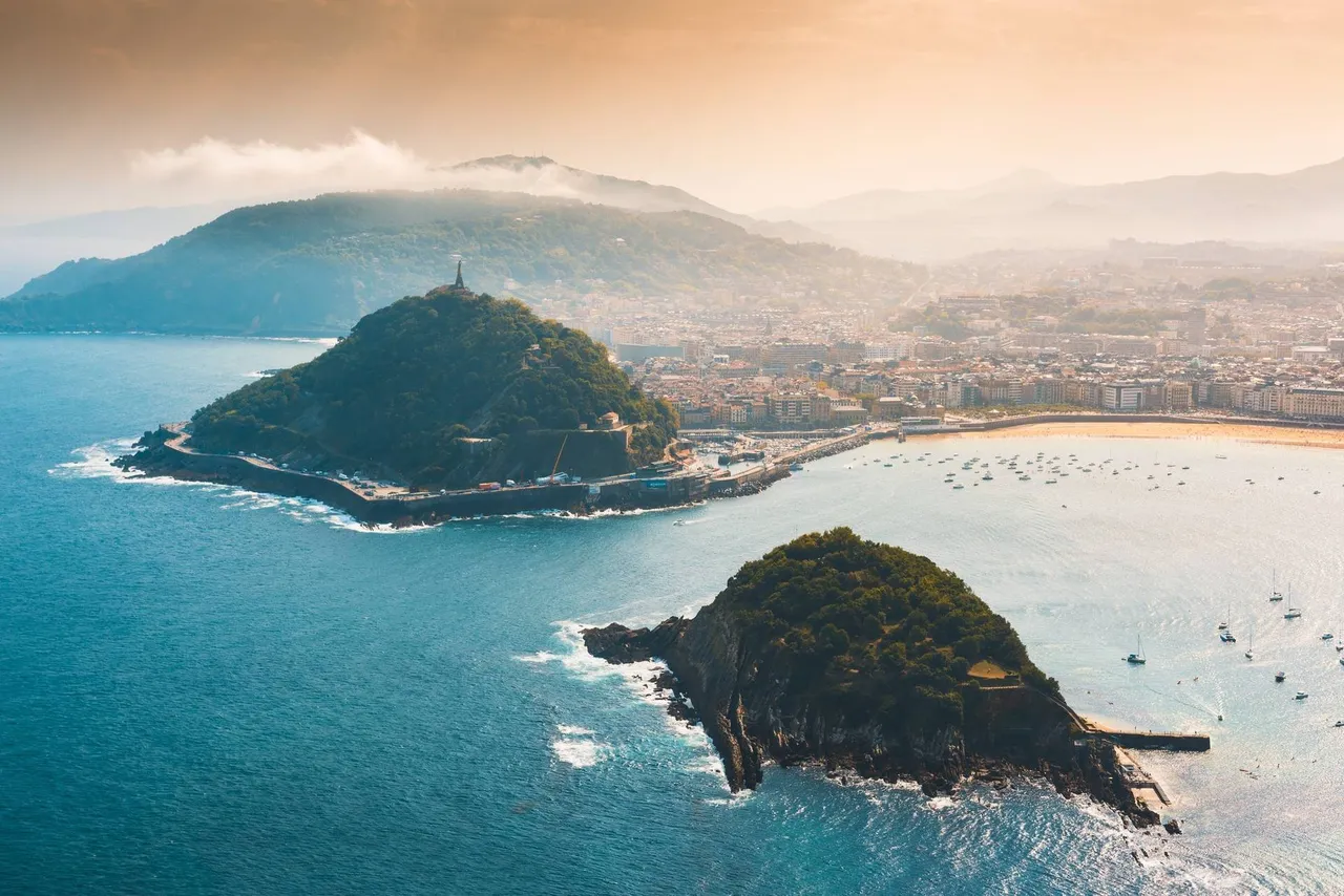 San Sebastian and Santa Clara Island at sunset