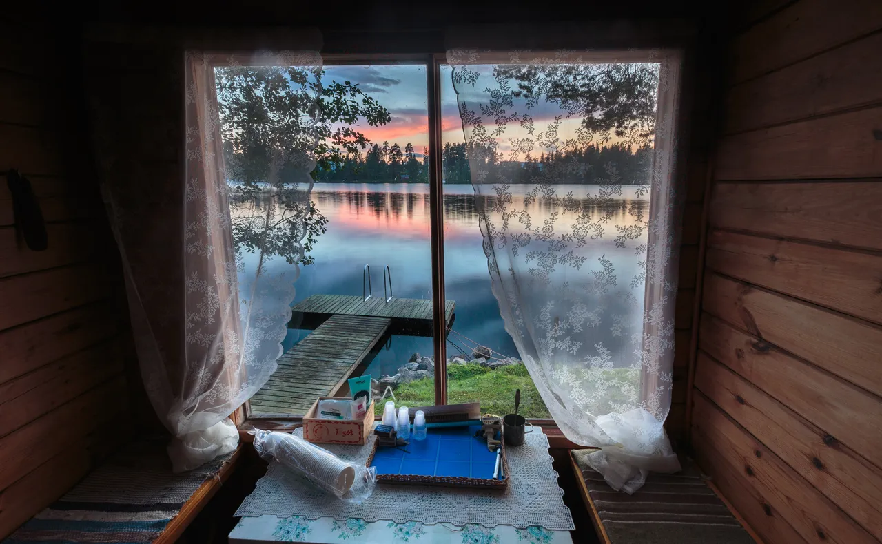Sauna z pięknym widokiem na jezioro
