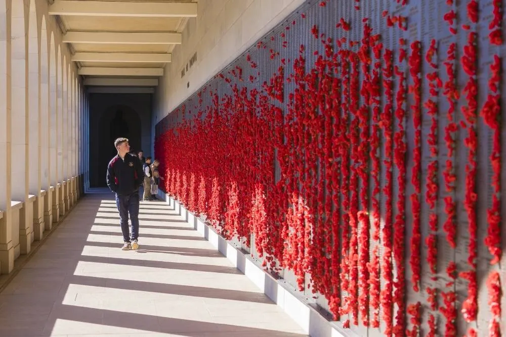 Man walking by the Roll of Honour at the Australian War Memorial — Shutterstock