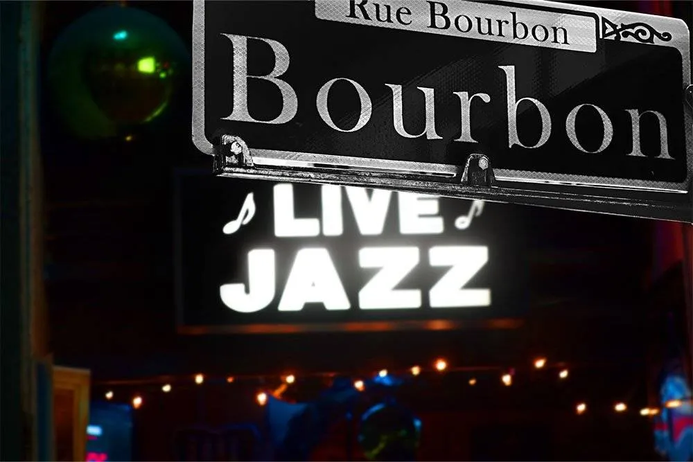 Bourbon Street and ‘Live Jazz’ sign in New Orleans — Shutterstock