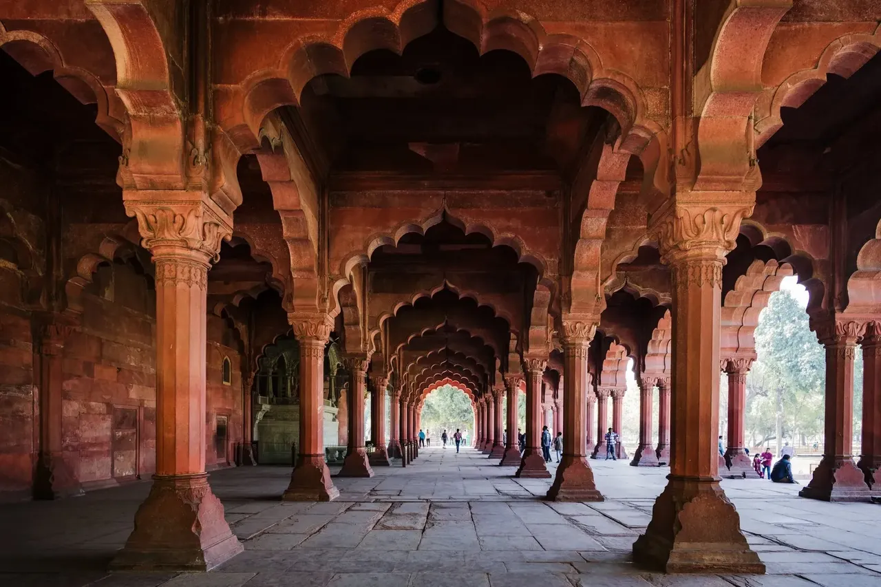 A Diwan-i-Am (Nyilvános Közönségterem), Vörös Erőd, Delhi, India