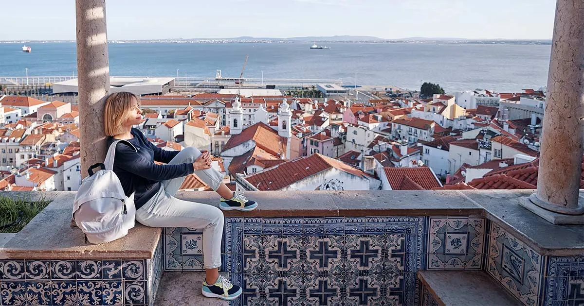 The view of Lisbon and the river Tejo from Alfama district