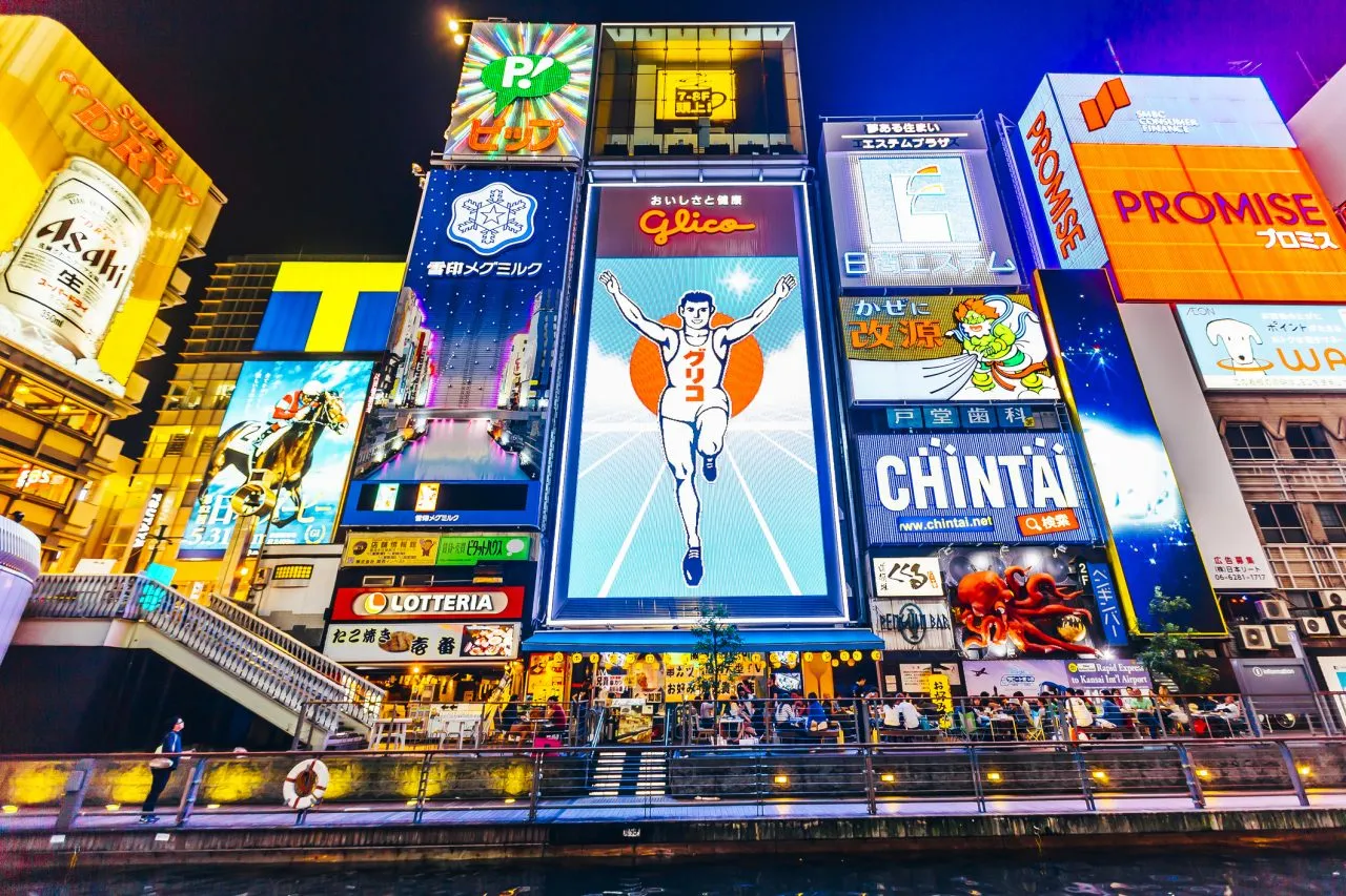 Neon ads in Dotonbori district, Osaka, Kansai region, Japan
