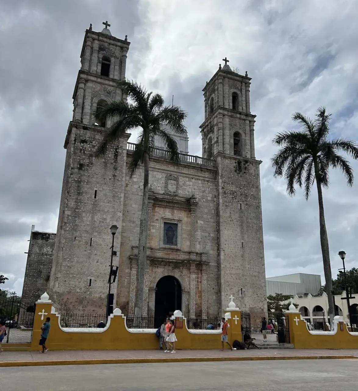 Historic church in Valladolid, Mexico with colonial architecture.