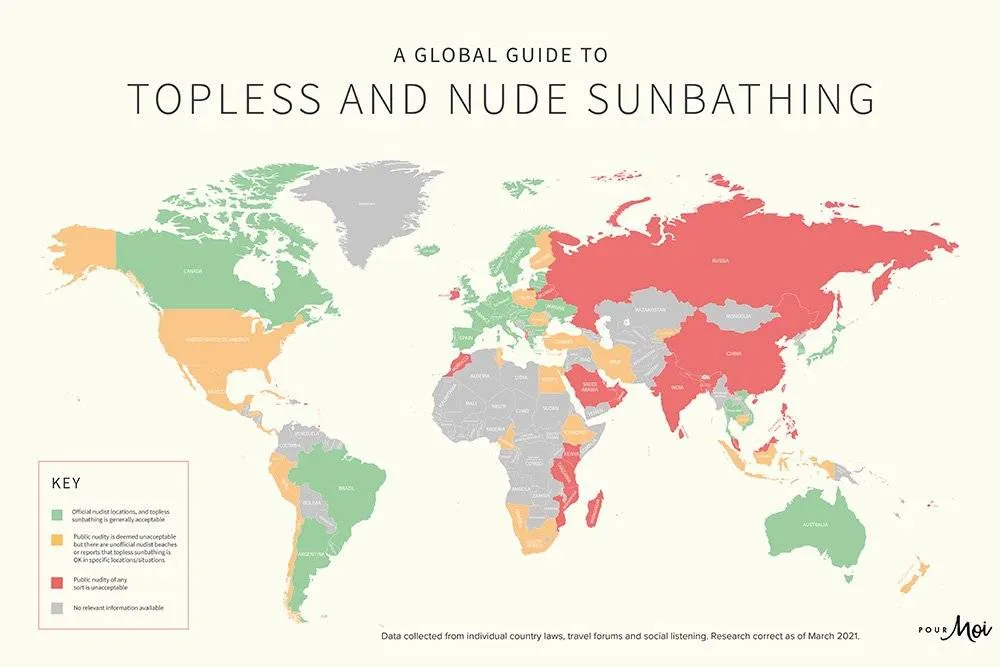 Pour Moi’s “A Global Guide to Topless and Nude sunbathing” world map — pourmoi.co.uk