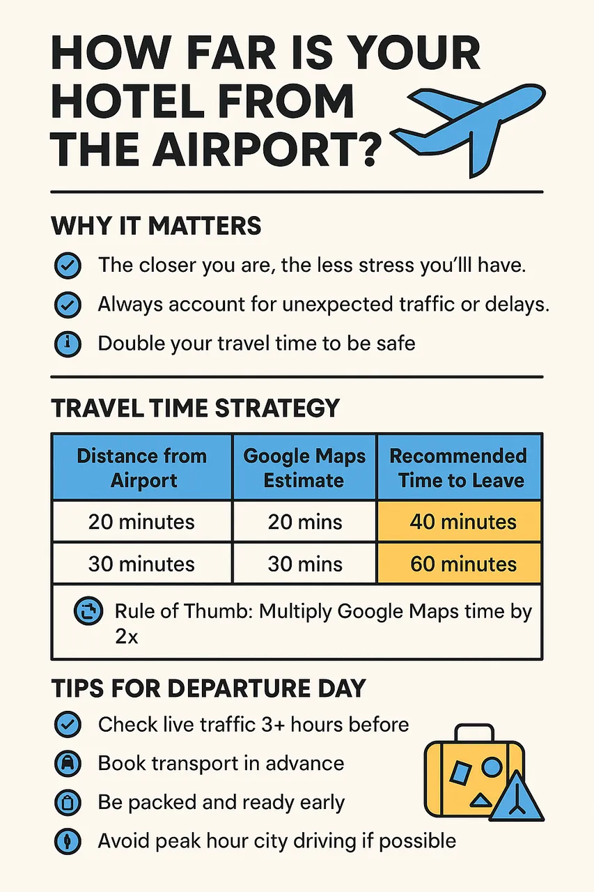 Infographic on how far your hotel is from the airport