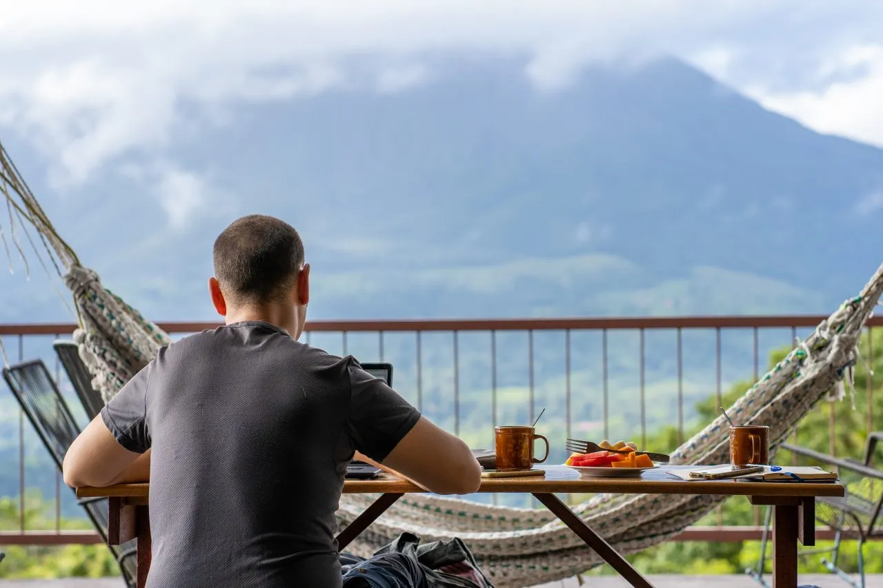 Costa-rica-volcano view from a house