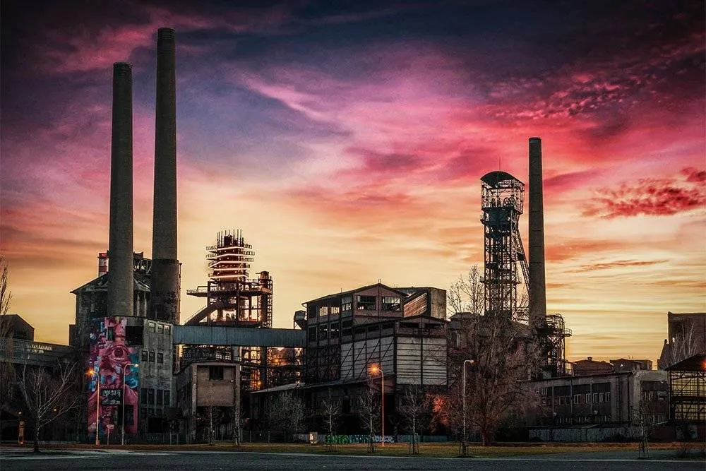 Vítkovice industrial complex at dusk