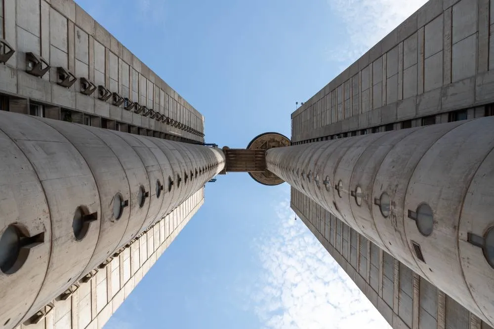 View from underneath Genex Tower/Western City Gate — Getty Images