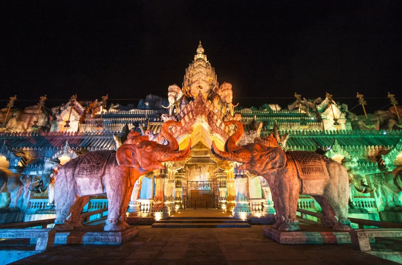 A popular tourist attraction, Fantasea of Phuket Island, shot at night after the crowd (finally) dispersed.
