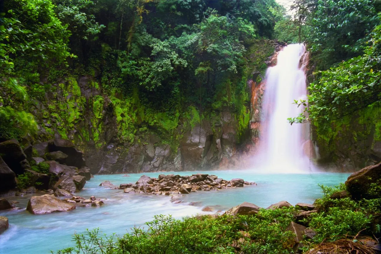 Waterfall in tropical rainforest, Costa Rica
