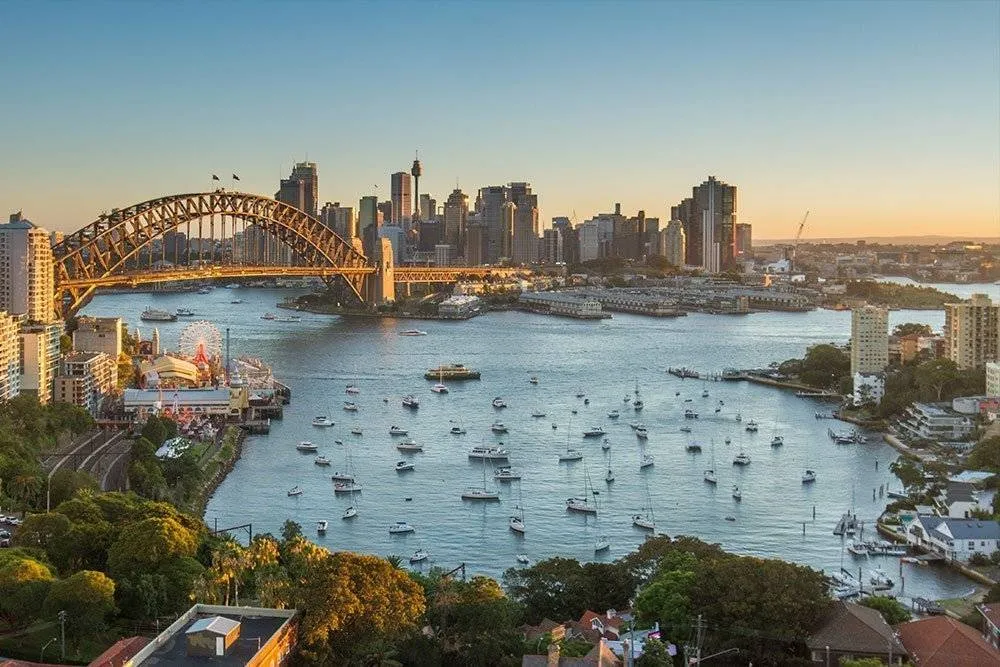 Sydney harbor at sunset