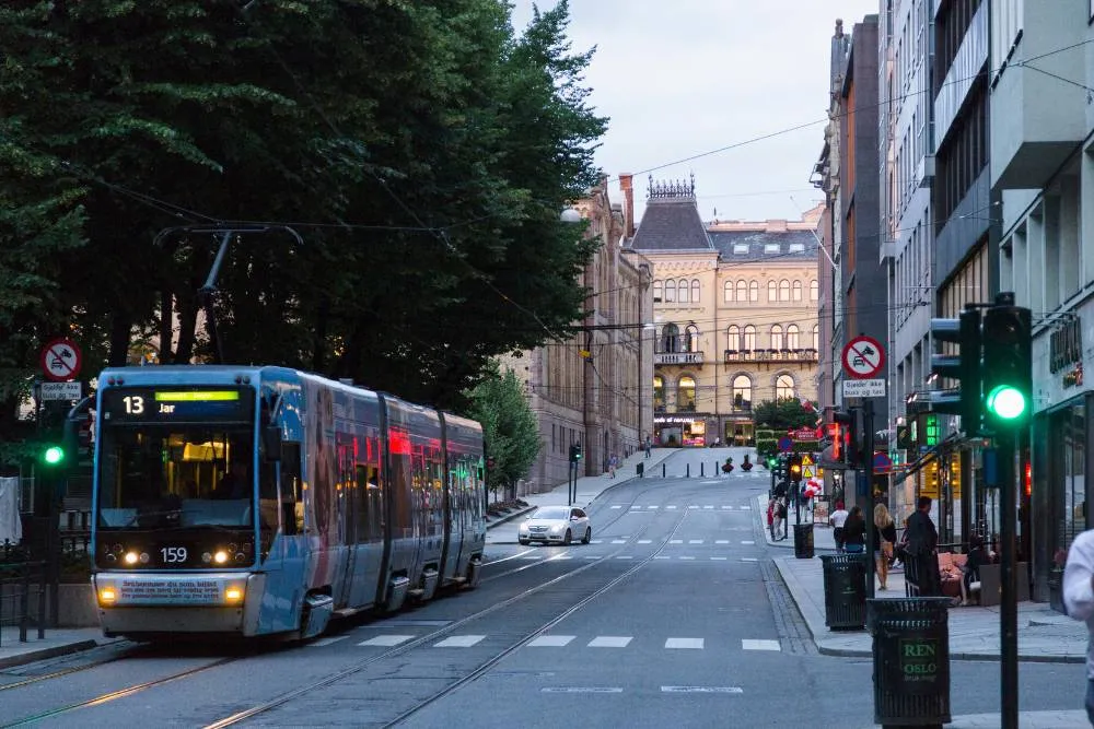 Tram on street in Oslo — Getty Images