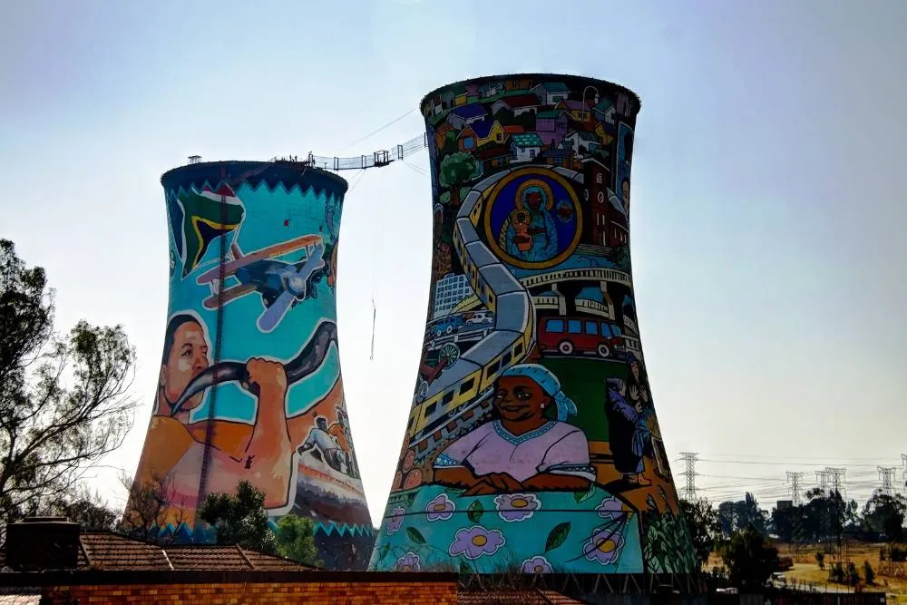 Cooling towers/street art in Soweto — Getty Images