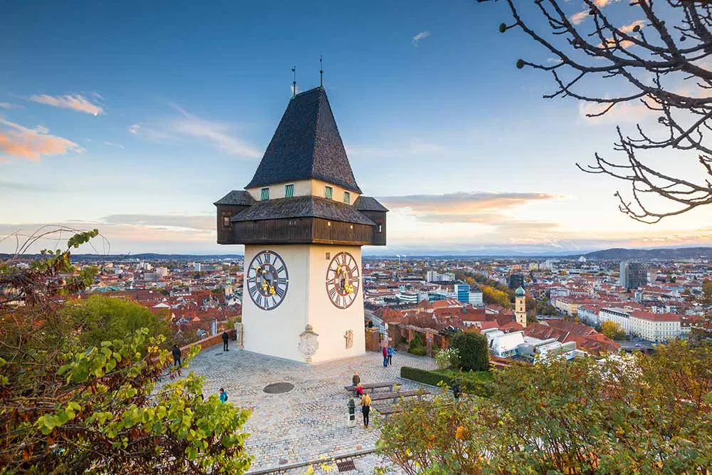 Kilátás Grazra a Schlossberg tetejéről