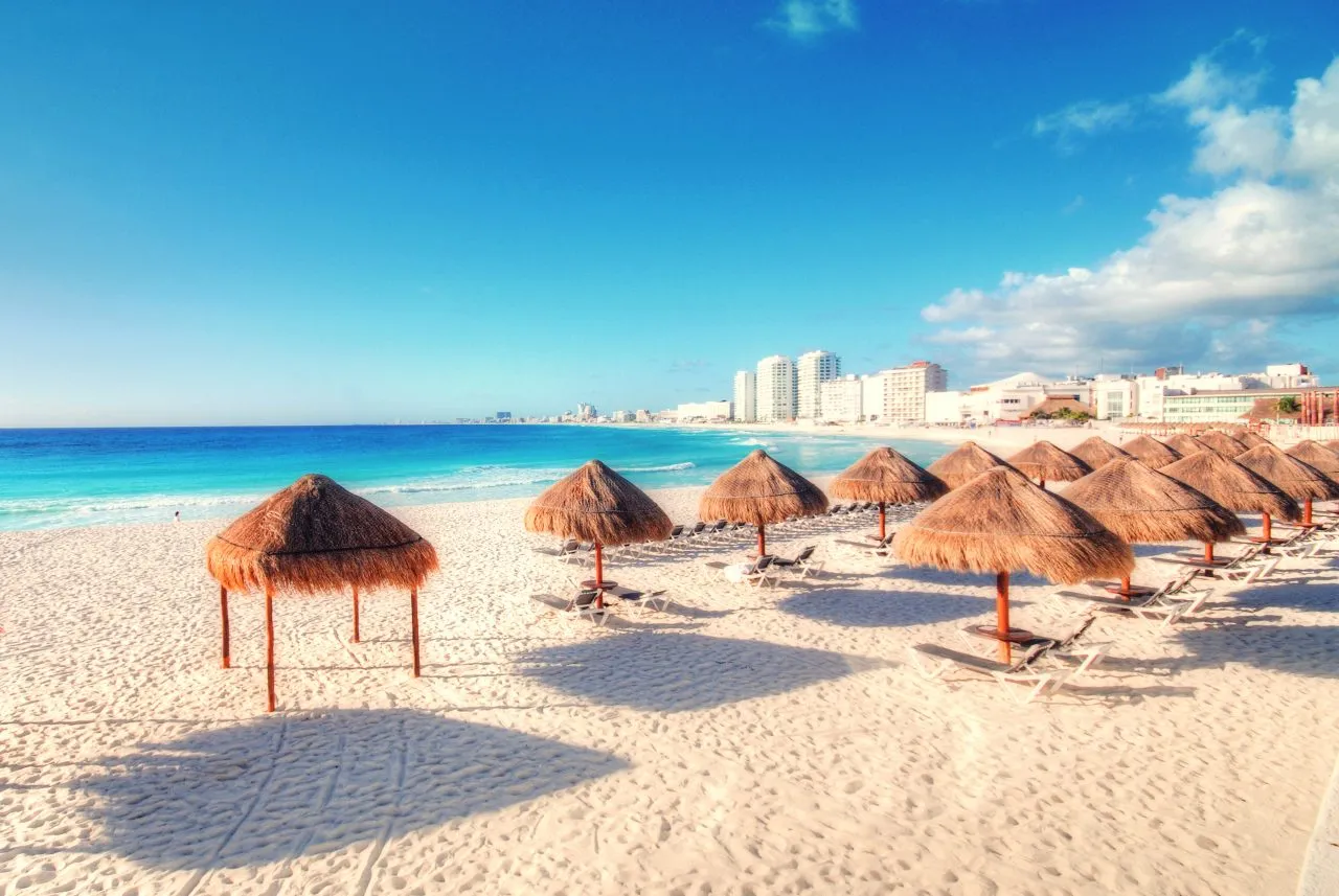 Cancun beach, Mexico, beach huts